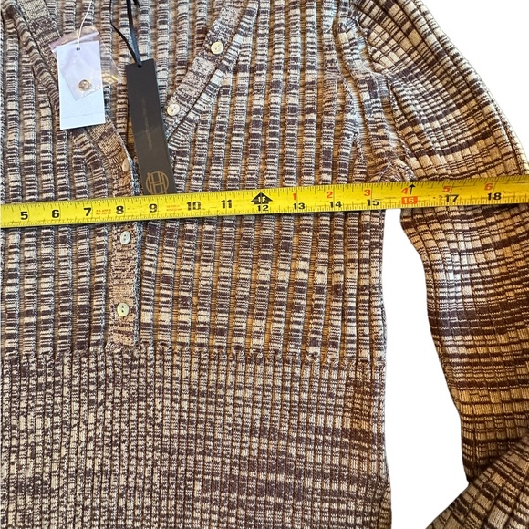 House of Harlow 1960 Brown and Tan Button Front Long Sleeved Sweater - Picture 10 of 13